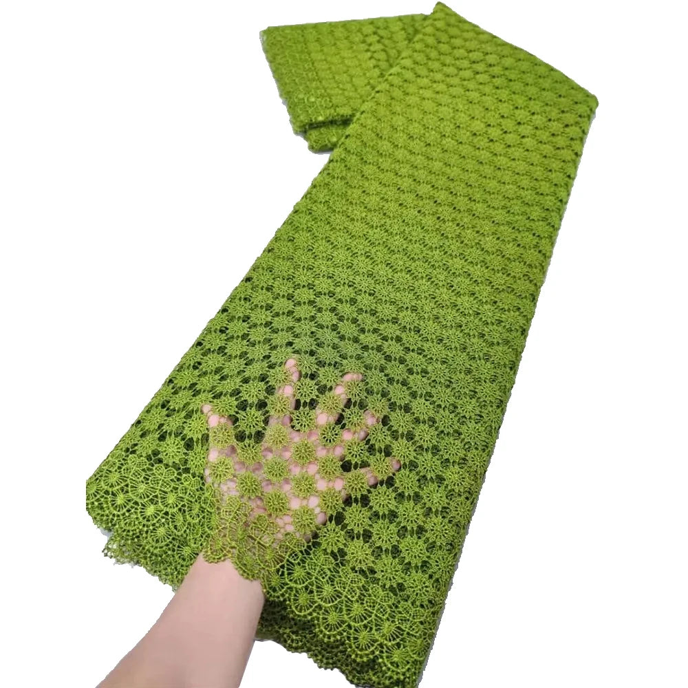 2025 Latest High Quality African Nigerian Water soluble  Damask Lace Fabric Embroidery Party Dress Sequins Cotton 5yards