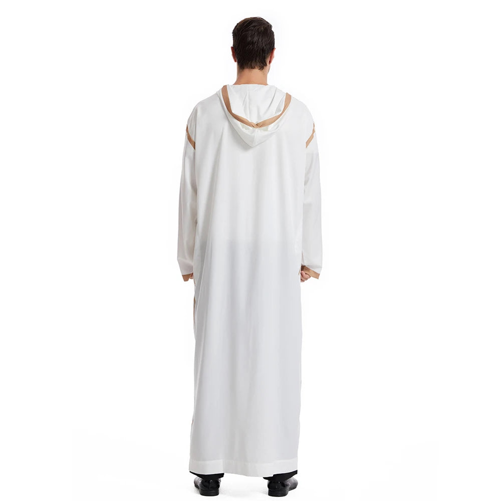 Men Abaya Muslim Dubai Saudi Long Dress Eid Hooded Jubba Thobe Islamic Clothing Moroccan Djellaba Caftan Kaftan Arabic Robe Gown