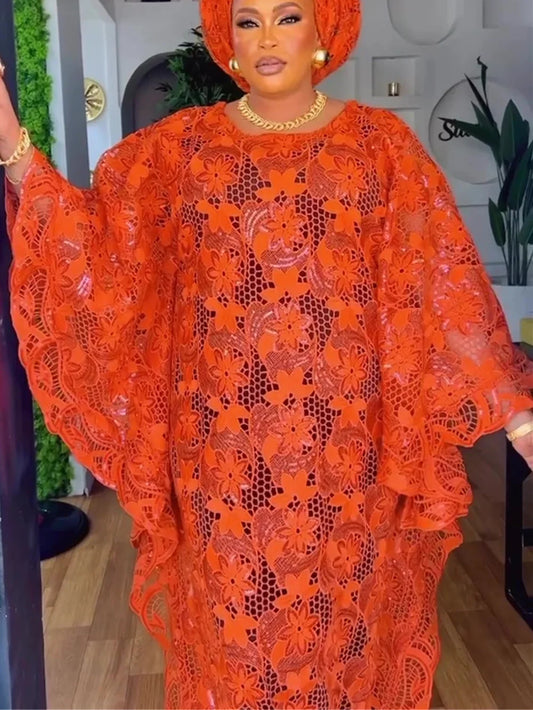 Elegant African Dresses for Women Muslim Fashion Boubou Abayas Robe Dashiki Ankara Lace Outfits Evening Gown Kaftan Maxi Dress