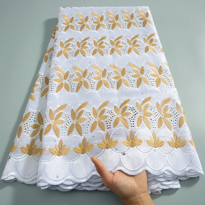 Swiss Voile Lace in Switzerland 2025 Latest Design African Lace Fabric With Rhinestones for Elegant Women Dresses Sewing A3702