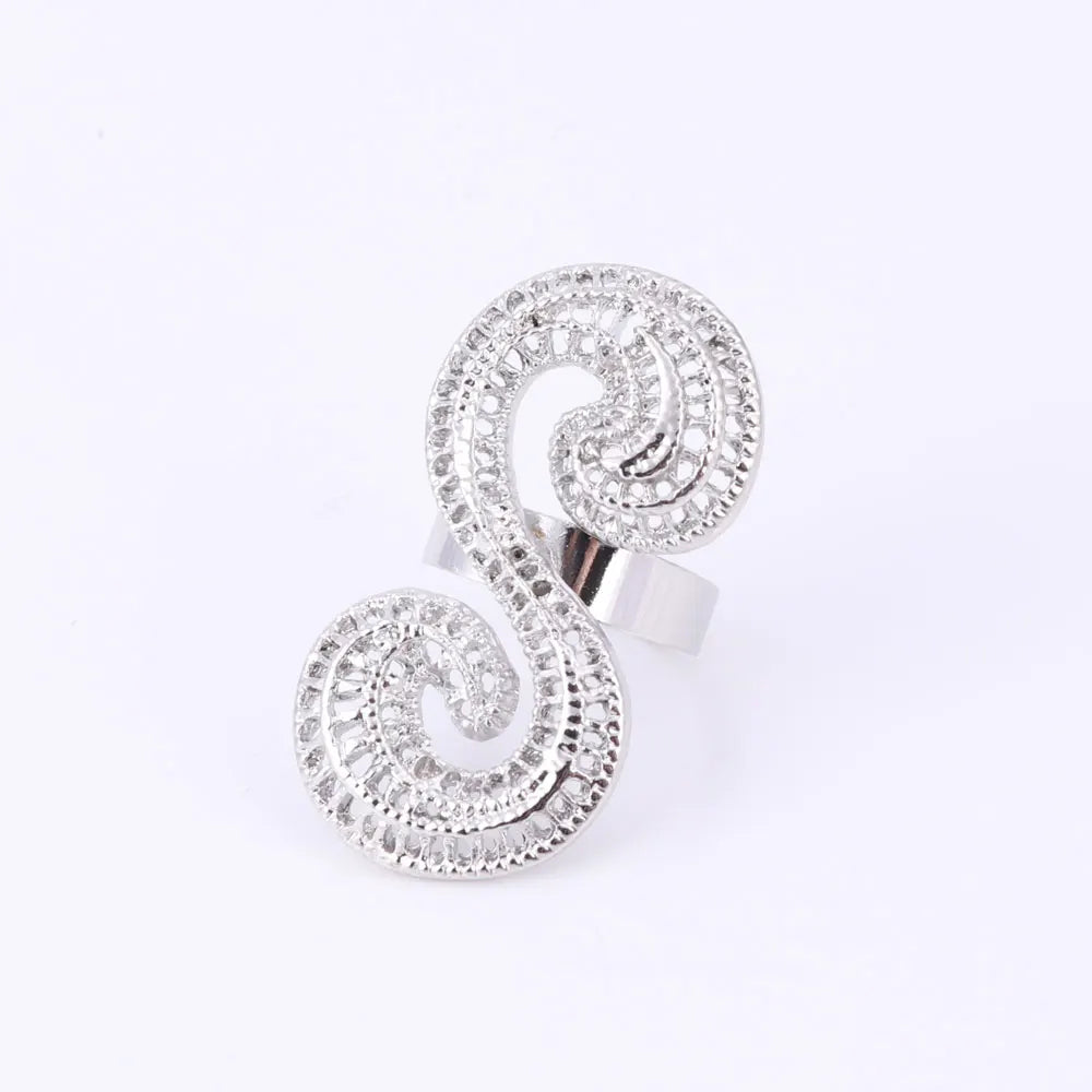 African Jewellery Sets Silver Color Hollow Out Necklace Bracelet Ring Earrings Sets Classic Bridal Jewelry Sets