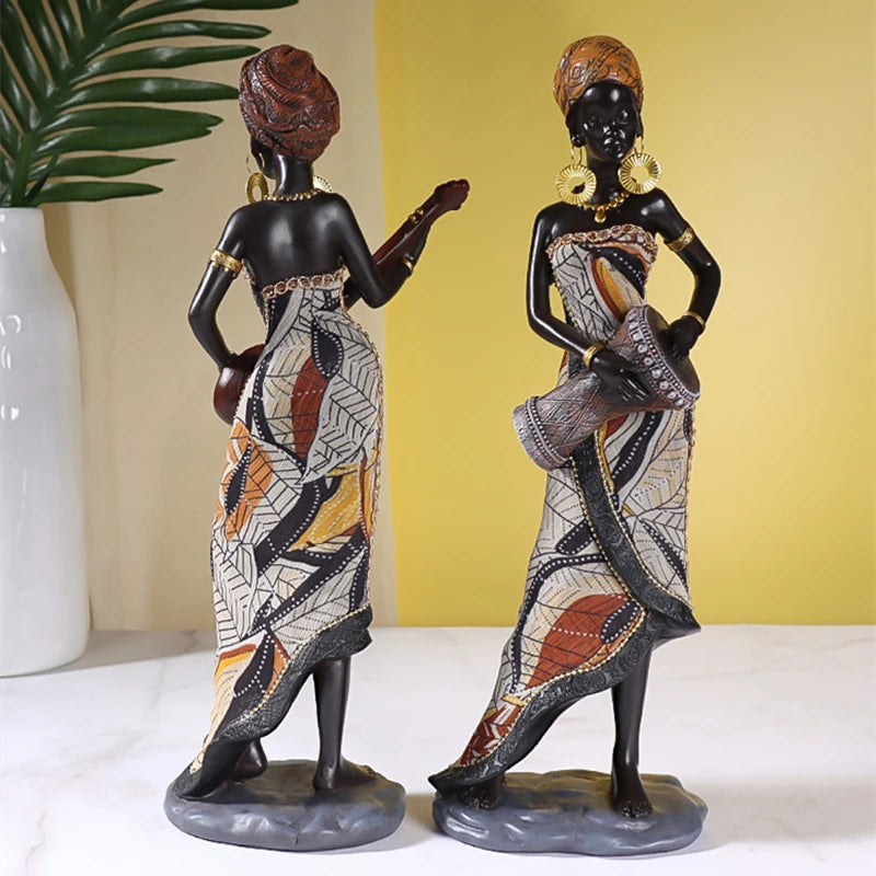 Vilead Resin African Women Statue Modern Art Figure Living Room Office Interior Decoration Accessories New Year Gifts
