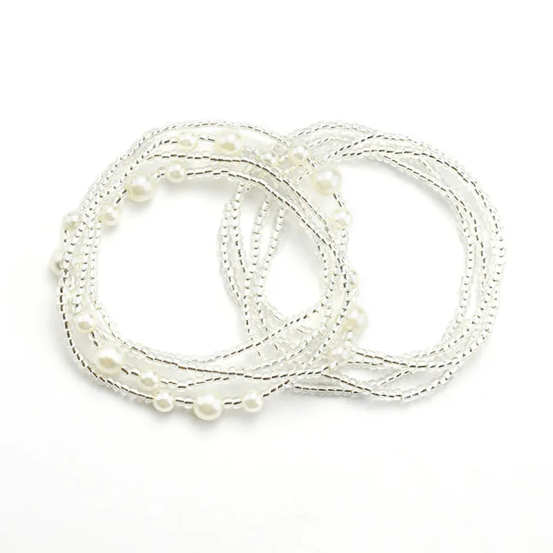 2 Pcs Sexy Summer Waist Bead Chains African Belly Beads Colorful Beach Bikini Body Belly Chain Elastic Jewelry for Women Girls