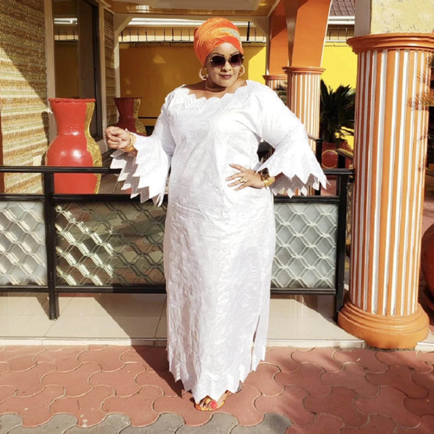 African Attire For Women Bazin Riche Embroidery Plus Size Elegant Party Church Dress