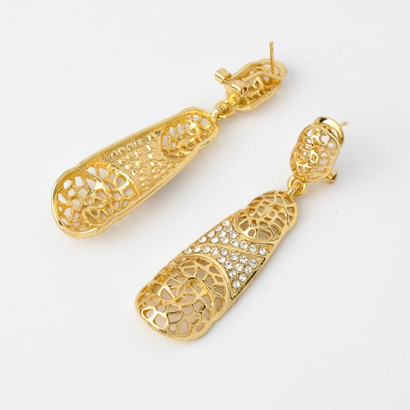 Sunny Jewelry Fashion Bridal Wedding Sets Zircon Classic 24K Gold Plated Earrings Necklace Bracelet Ring For Women Gifts