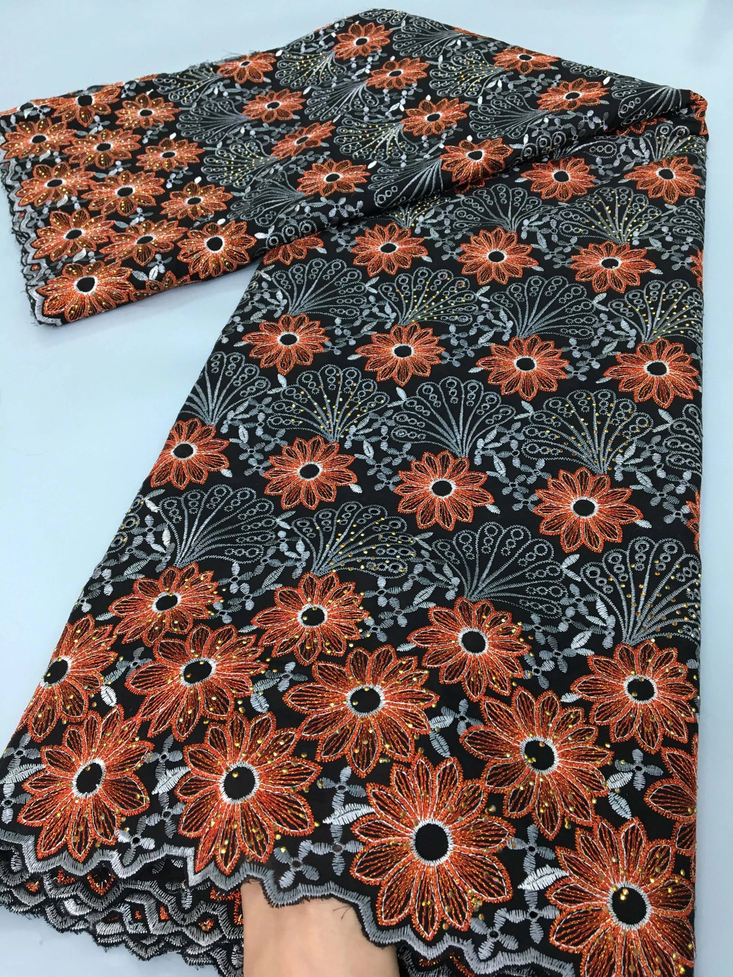 2024 African Cotton Lace Fabric High Quality Nigerian Stones Cotton Lace Fabric Swiss Voile Lace For Women Wedding Dress TY3806