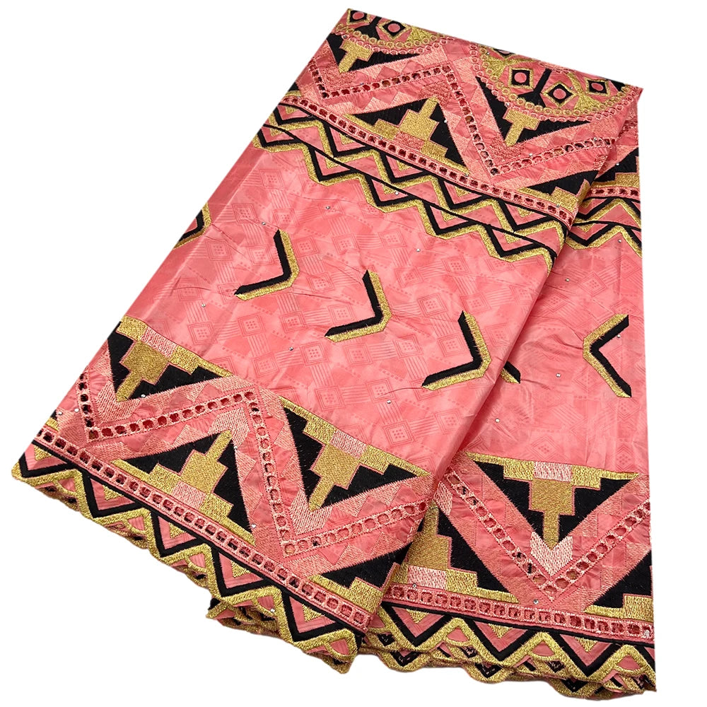 African Bazin Riche Fabric for Dress, African Lace Fabric, Nigerian Embroidery, 100% Cotton, 2.5Yards, F05, Latest