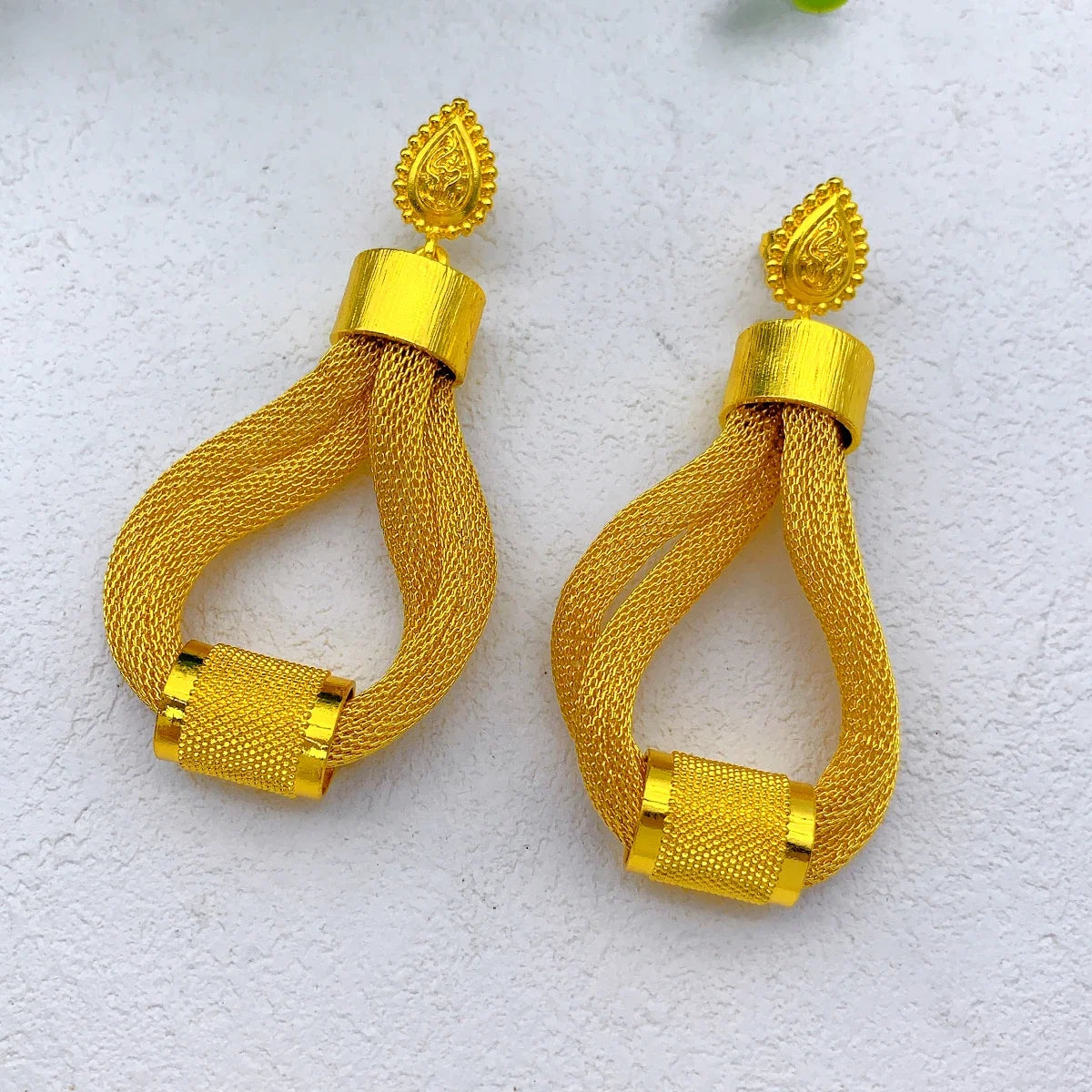 Luxury Dubai Ethiopian Multilayer Necklace And Earrings Sets For Women Indian Bridal 24k Gold Color Jewelry Set Wedding