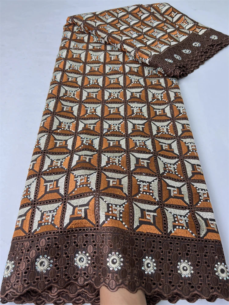 Kalume African Cotton Lace Fabric With Stones 2025 High Quality Embroidery Swiss Voile Lace In Switzerland For Dresses F4149