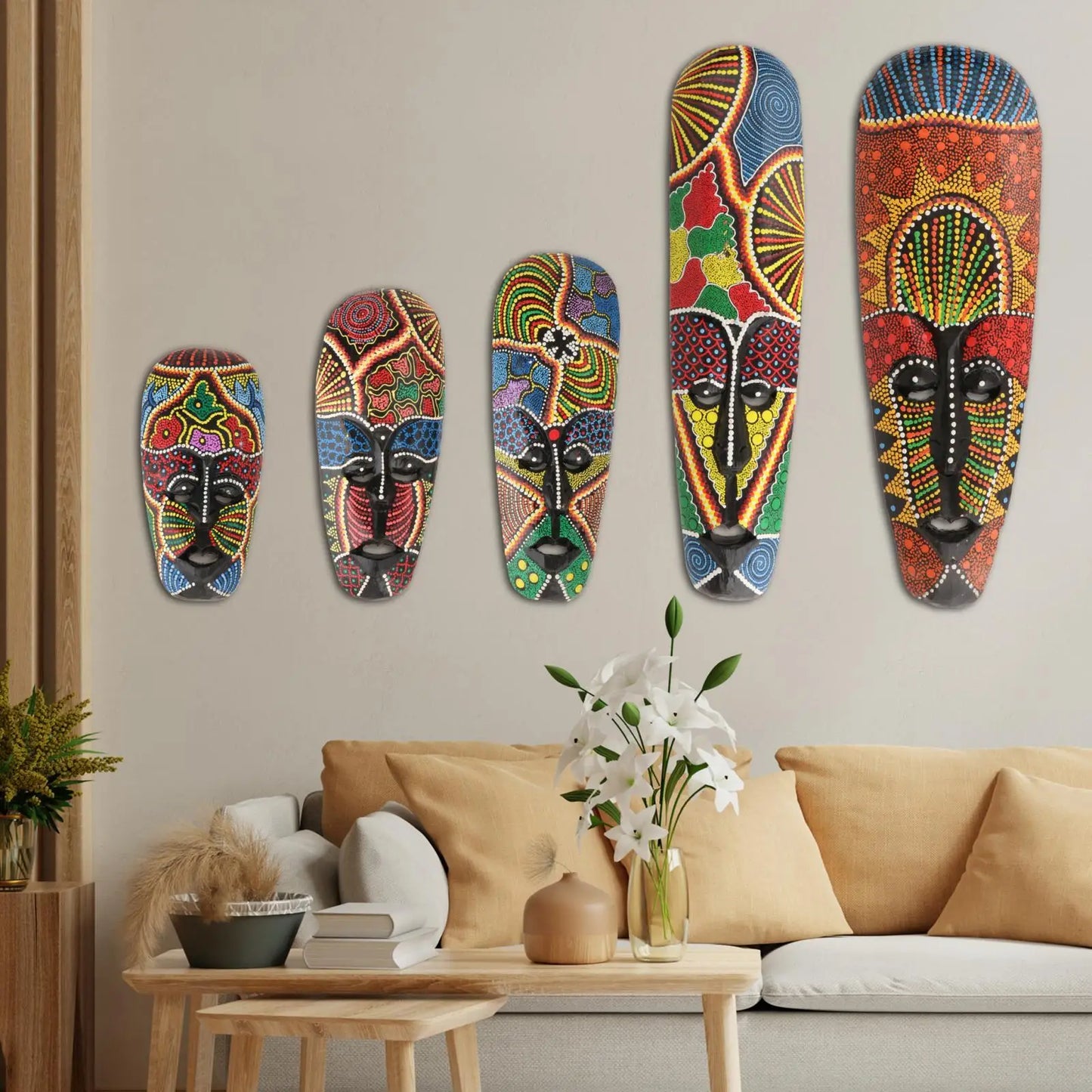 African Mask Wall Hanging decor African style walls Hanging Wooden African Mask