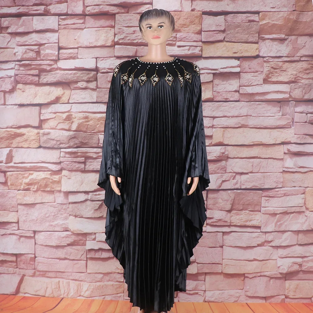 2024 Plus Size African Dresses for Women Summer Fashion Africa Long Sleeve Pleated Long Maxi Dress Gowns Kaftan Africa Clothing