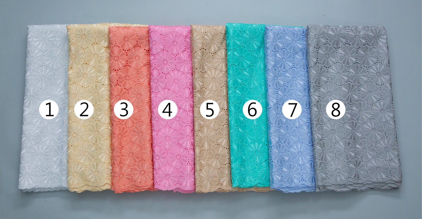 Nigerian Swiss Voile Cotton Fabric Lace African Lace Fabric with Stones Evening Party Dresses For Women High Quality2.5yards4200