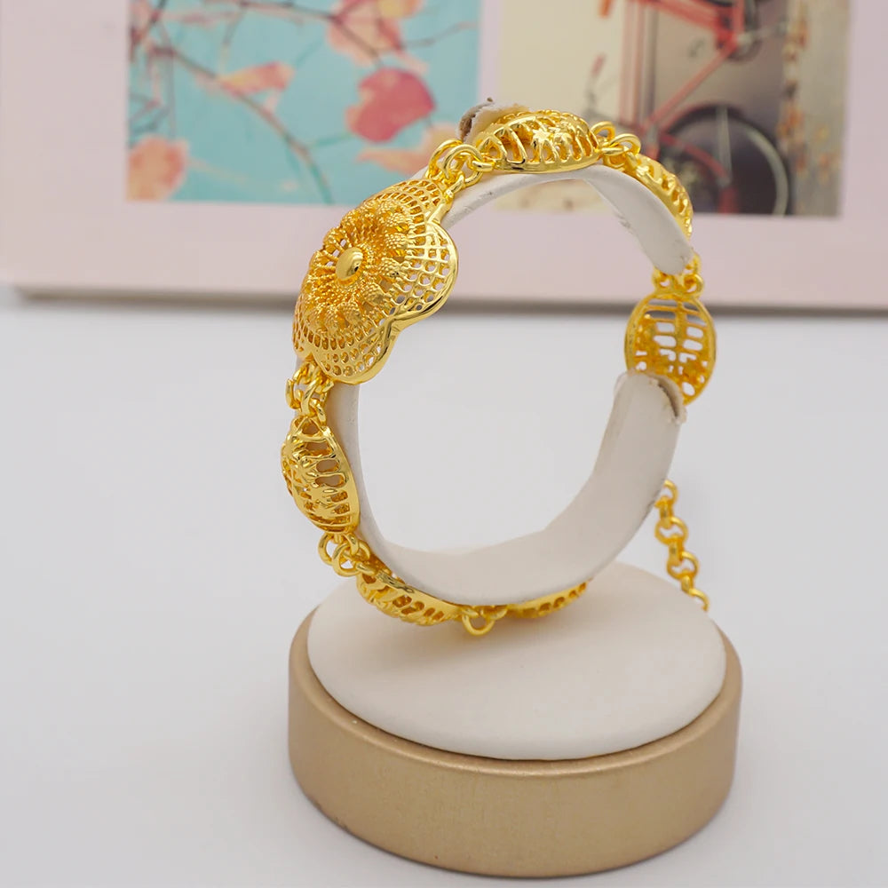 Trendy Nigerian Dubai Gold Color Jewelry Set For Women Tassel Long Chain Bridal Long Necklace Bracelet Earring Ring Wedding Sets