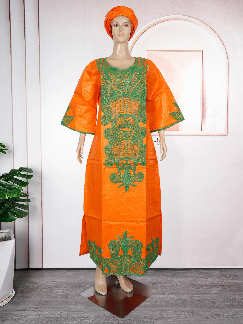H&D African Clothing For Women Dashiki Traditional Bazin Embroidery Dresses Wedding Evening Party Gown Church Clothes Outfits