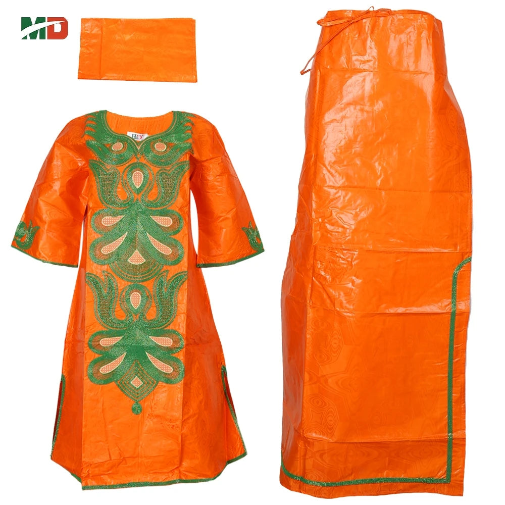 MD African Clothes For Women 2 PCS Sets Tops And Skirts Suits Bazin Riche Gown Dashiki Ankara Turkey Outfits Plus Size Dresses