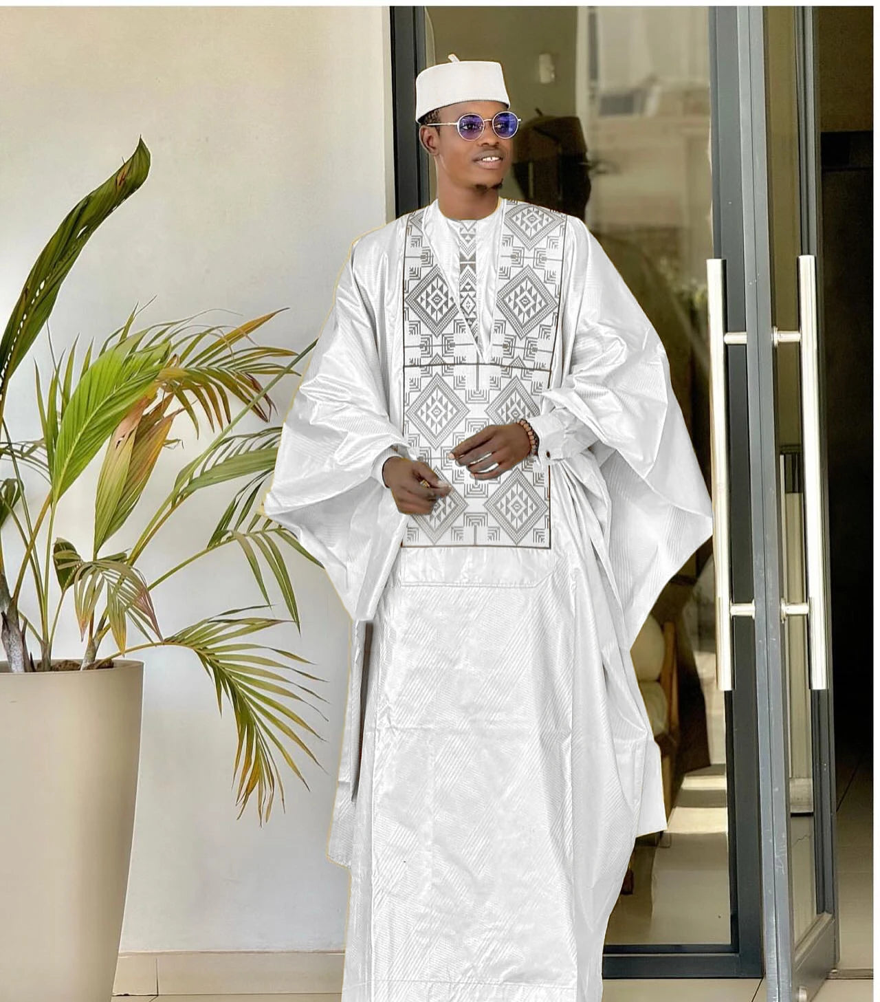 African Clothing For Men Traditional Bazin Riche Embroidery Design Top Long Sleeve 3 Piece Set
