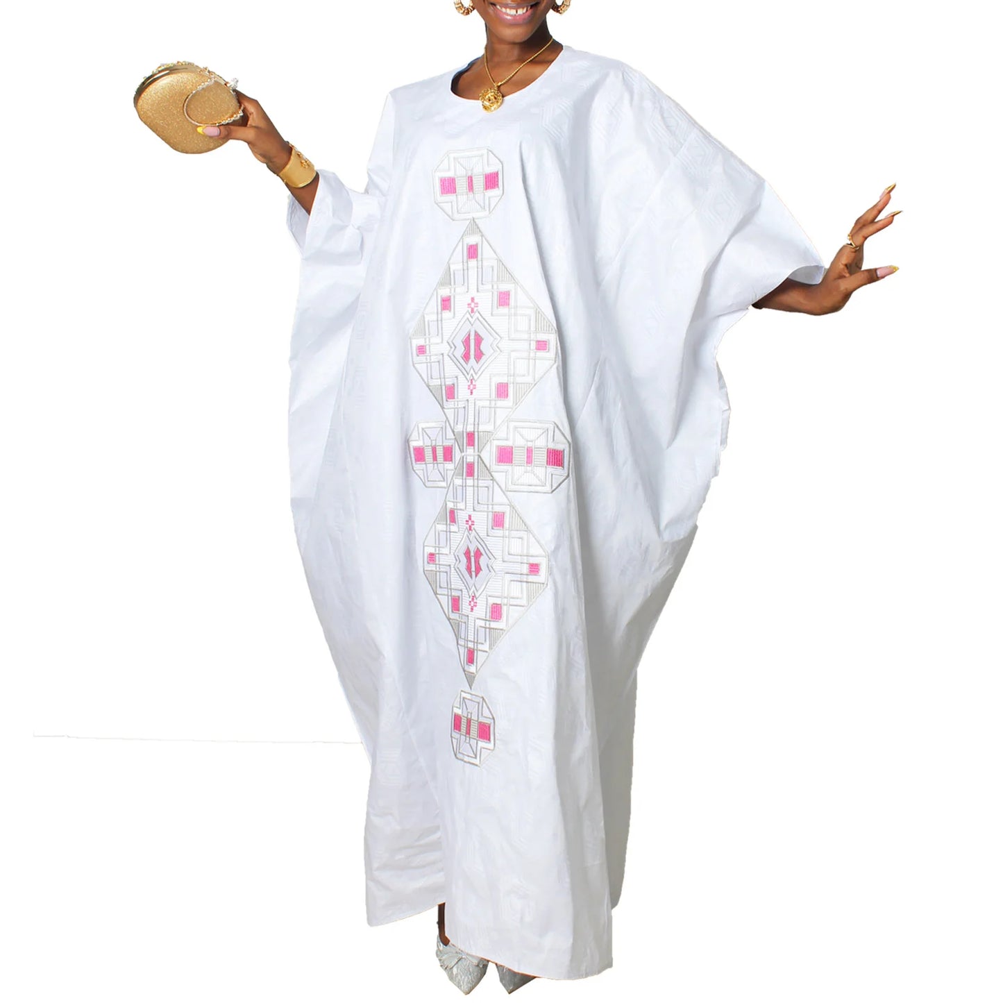 African Attire For Women Bazin Riche Embroidery Plus Size Elegant Party Church Dress