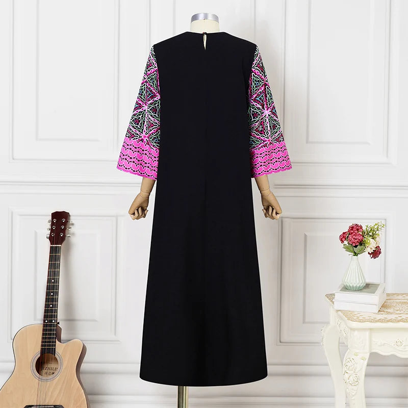 Women Floral Printed Maxi Dress 2025 VONDA Autumn Long Sleeve Loose Long Robe Bohemian Vestidos Oversize V-neck Sundress Baggy