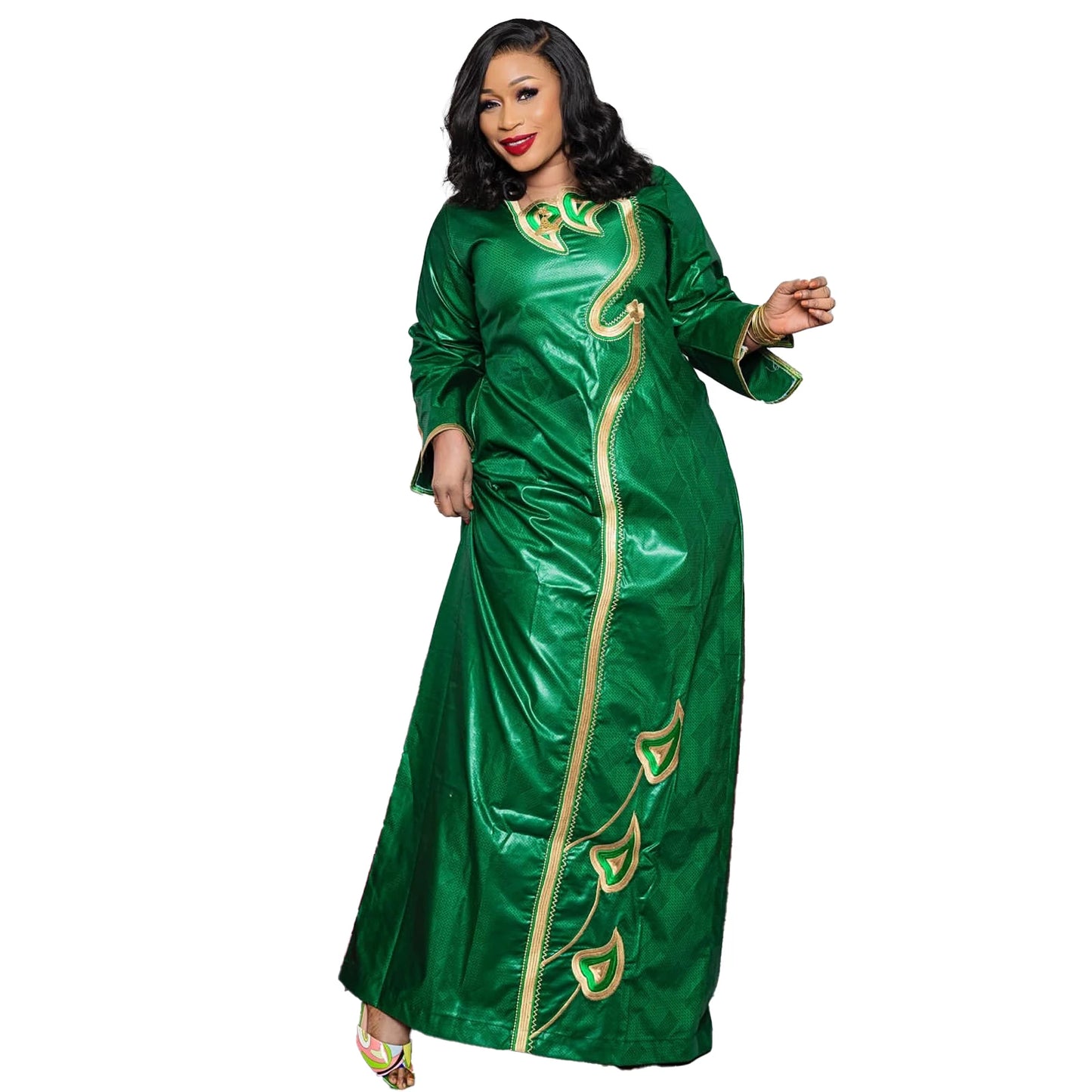 African Attire For Women Bazin Riche Embroidery Plus Size Elegant Party Church Dress