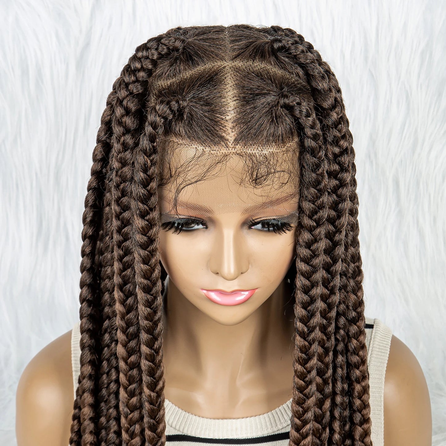 HD Full Lace Braided Wigs for Black Women Box Braids Synthetic Lace Front Wig Big Square Knotless Box Braids With Baby Hair