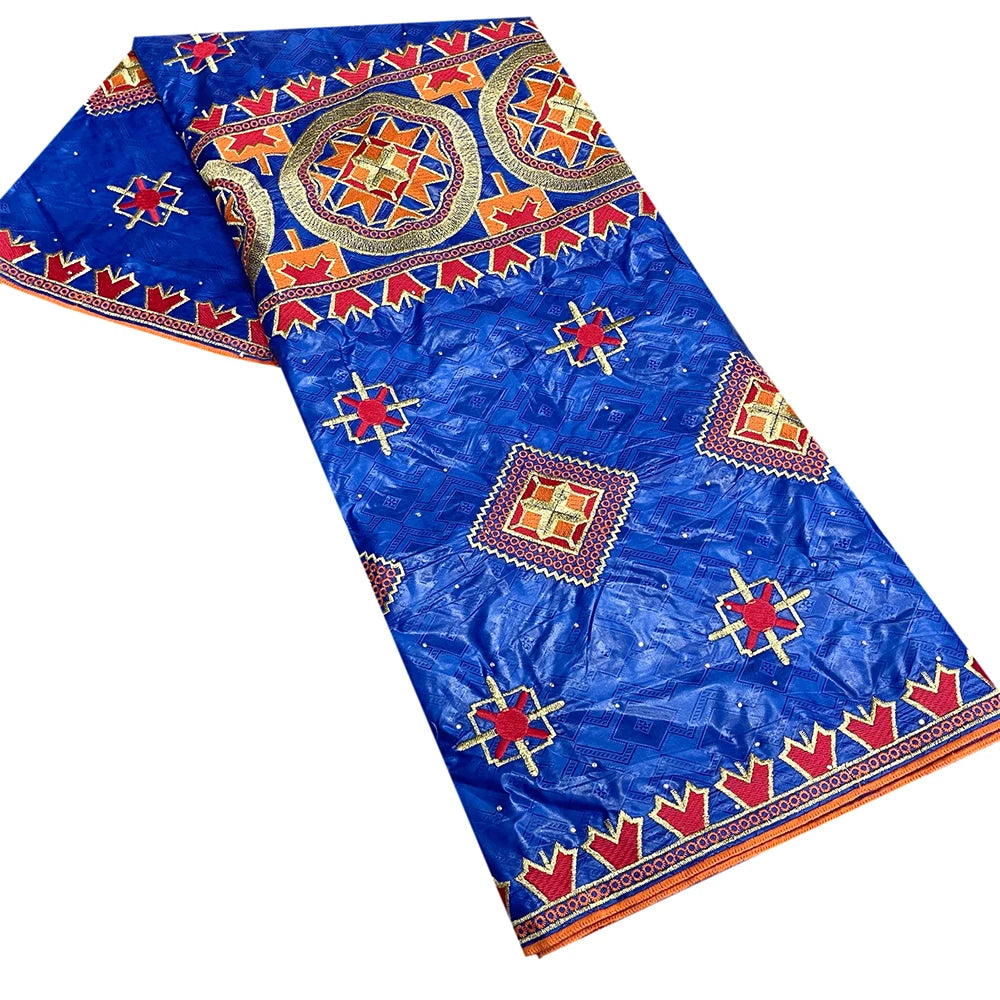 African Bazin Riche Fabric for Dress, African Lace Fabric, Nigerian Embroidery, 100% Cotton, 2.5Yards, F05, Latest