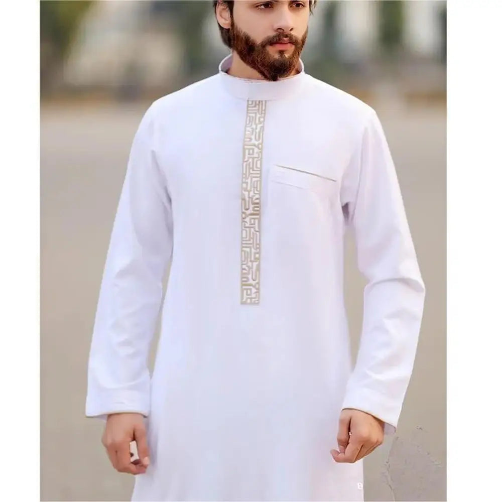 2025 Muslim Men's Casual Jubba Thobe Fashion Abayas Middle East Ethnic Style Hooded Long Robes Pakistani Islamic Clothing Homme