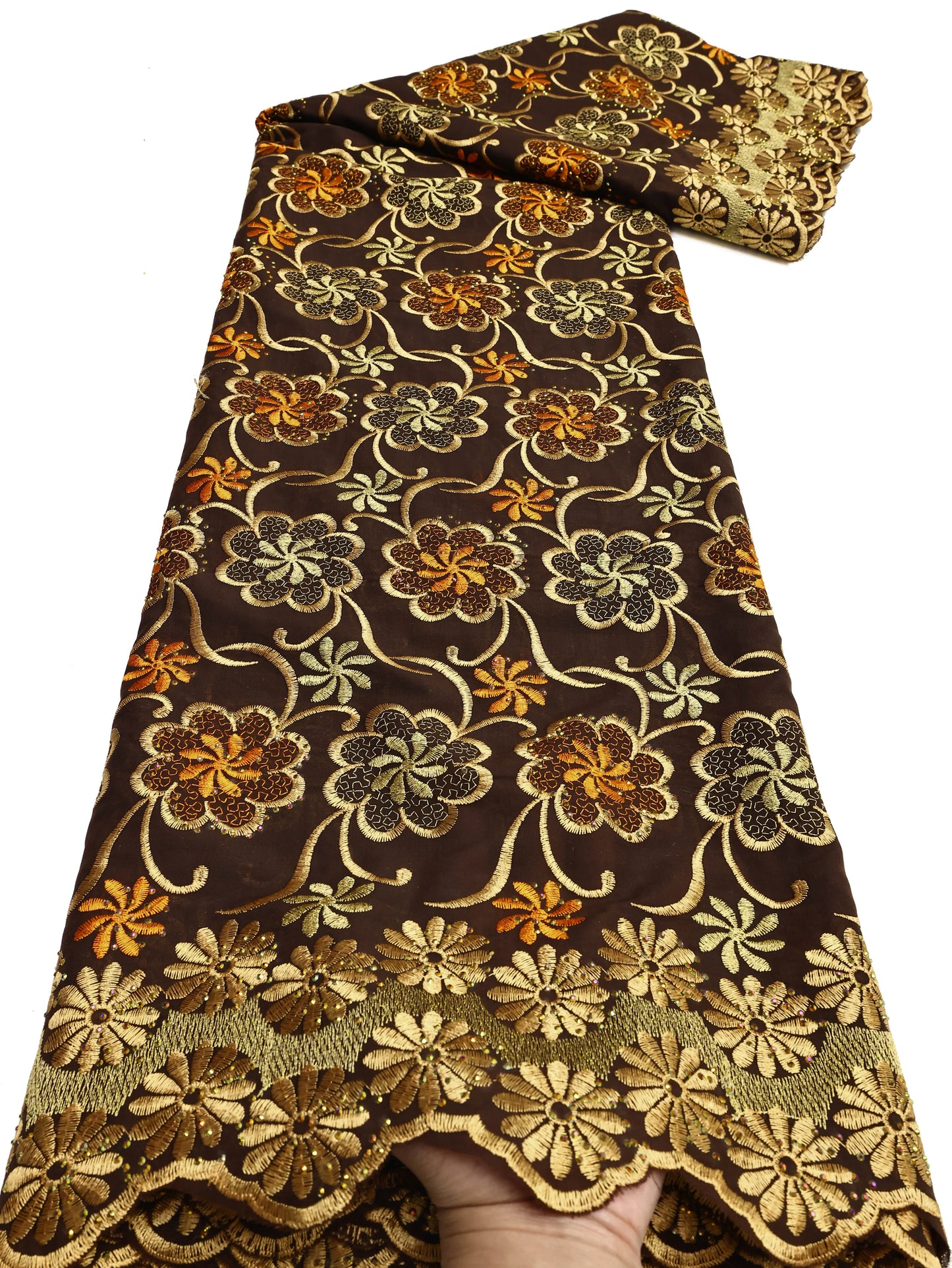 Latest 2025 High Quality African Nigerian Tulle Lace Fabric Cotton Damask Guipure Formal Prom Party Gown Dress 5Yards