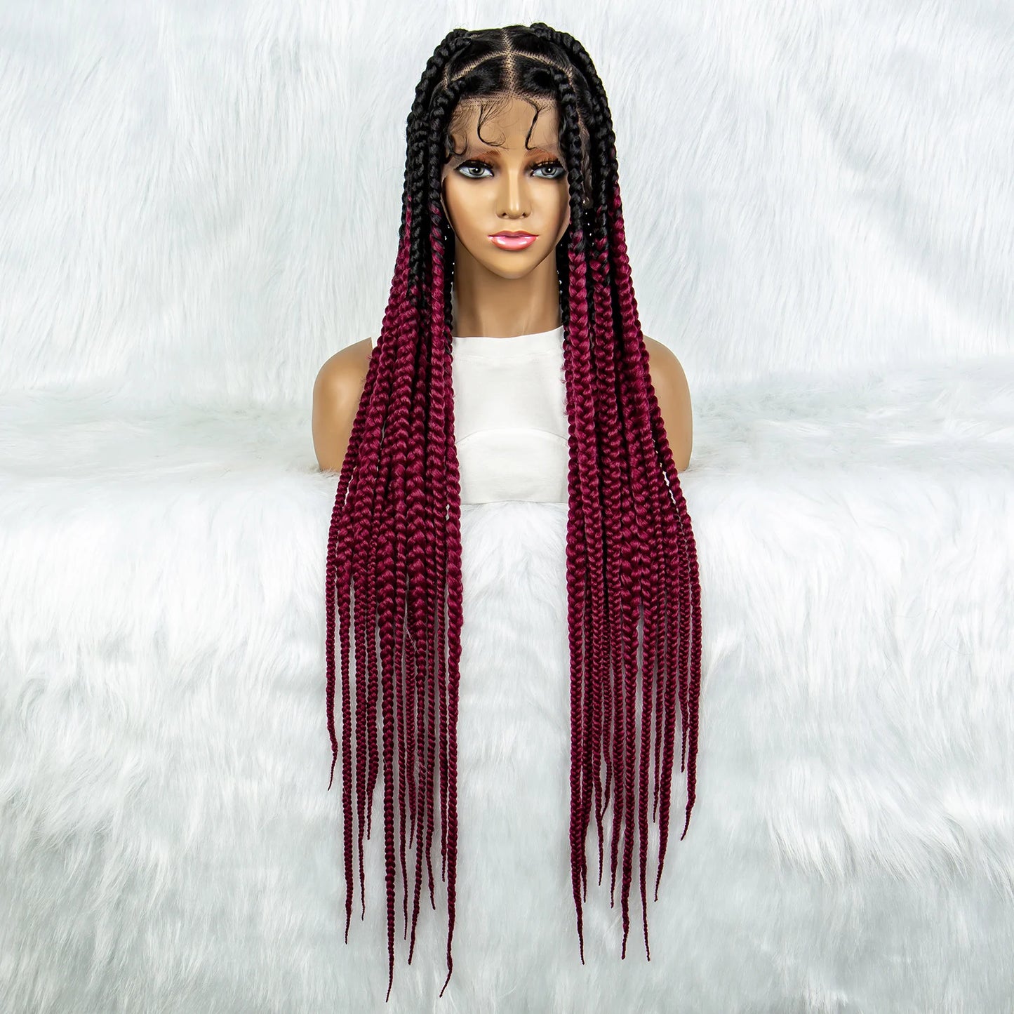HD Full Lace Braided Wigs for Black Women Box Braids Synthetic Lace Front Wig Big Square Knotless Box Braids With Baby Hair