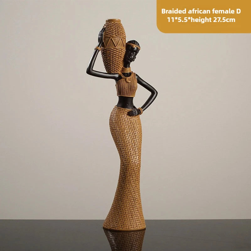 African Girl Home Ethnic Style Craft Resin Ornament Creative Gift Living Room Study Office Desk Character Decoration home decor