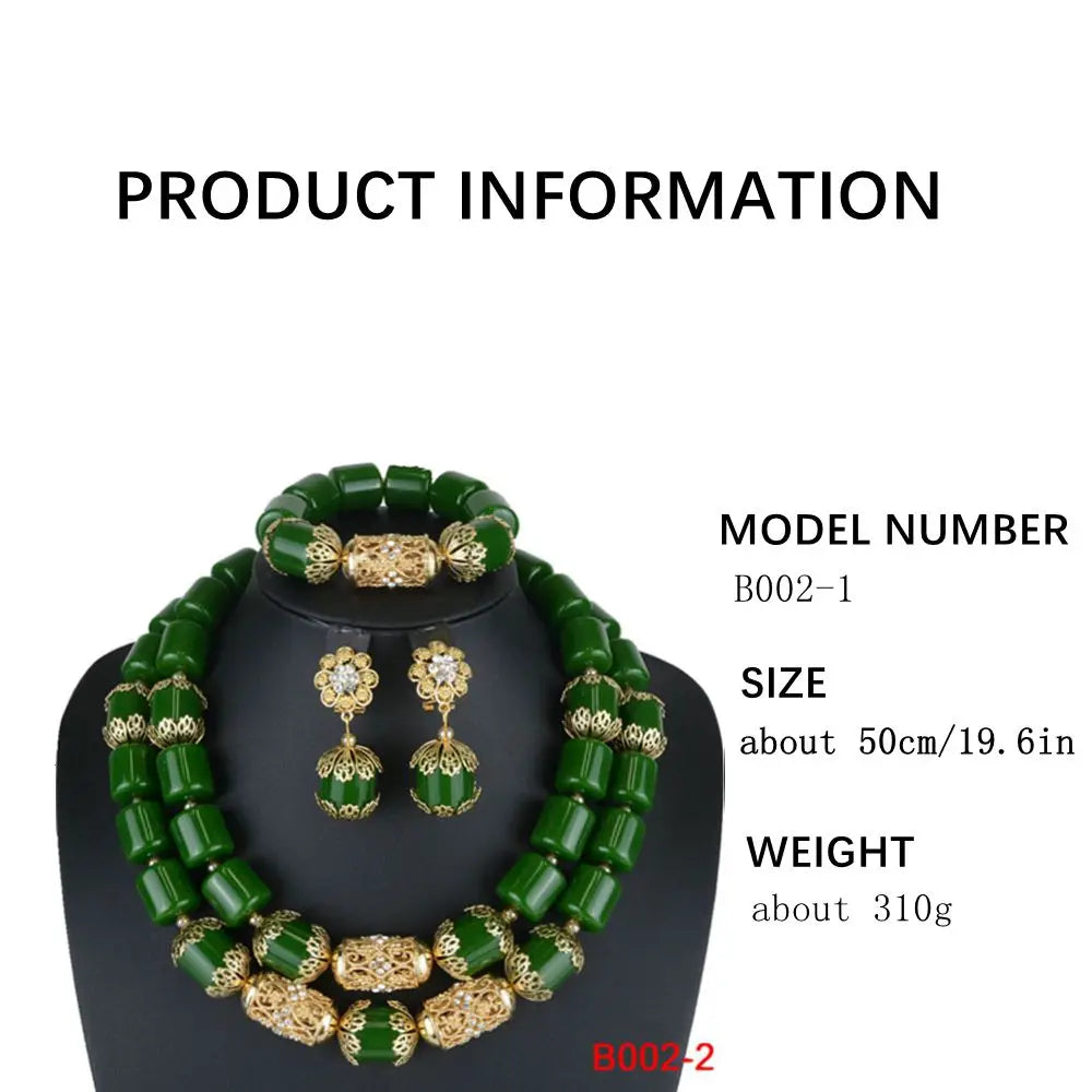 Luxury Dubai Artificial Coral Necklace Set Nigerian Wedding African Beads Jewelry Set Accessor