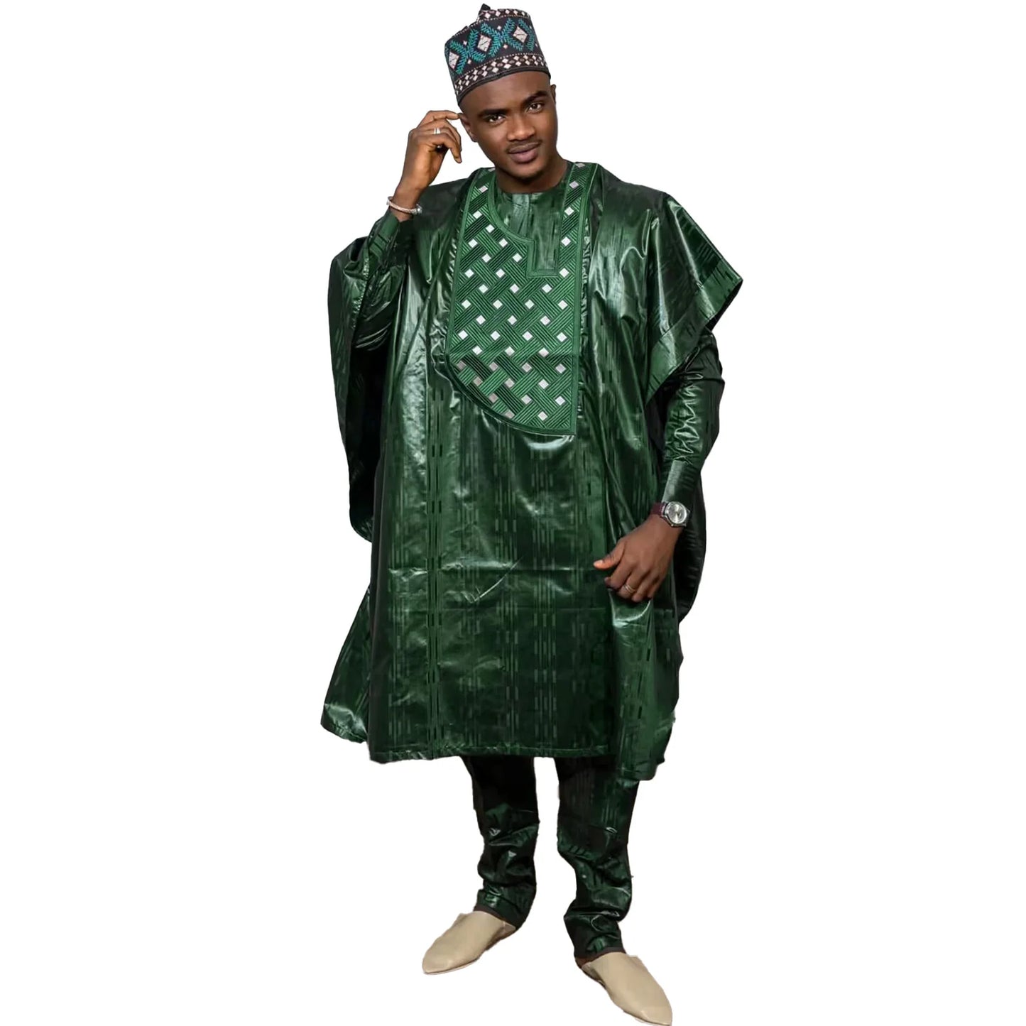 African Dresses For Men Bazin Riche Embroidery Design Dress Man Top With Pants