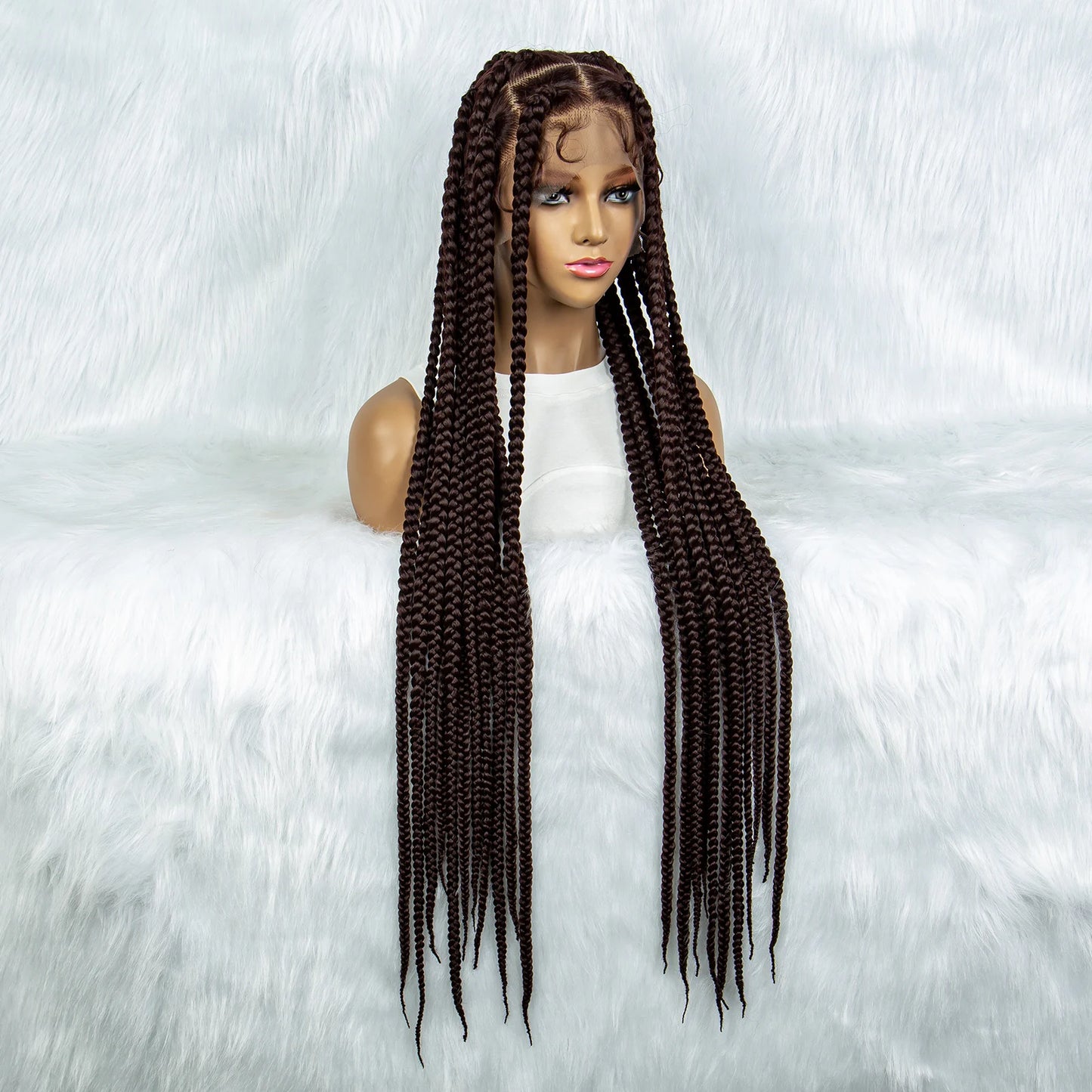 HD Full Lace Braided Wigs for Black Women Box Braids Synthetic Lace Front Wig Big Square Knotless Box Braids With Baby Hair