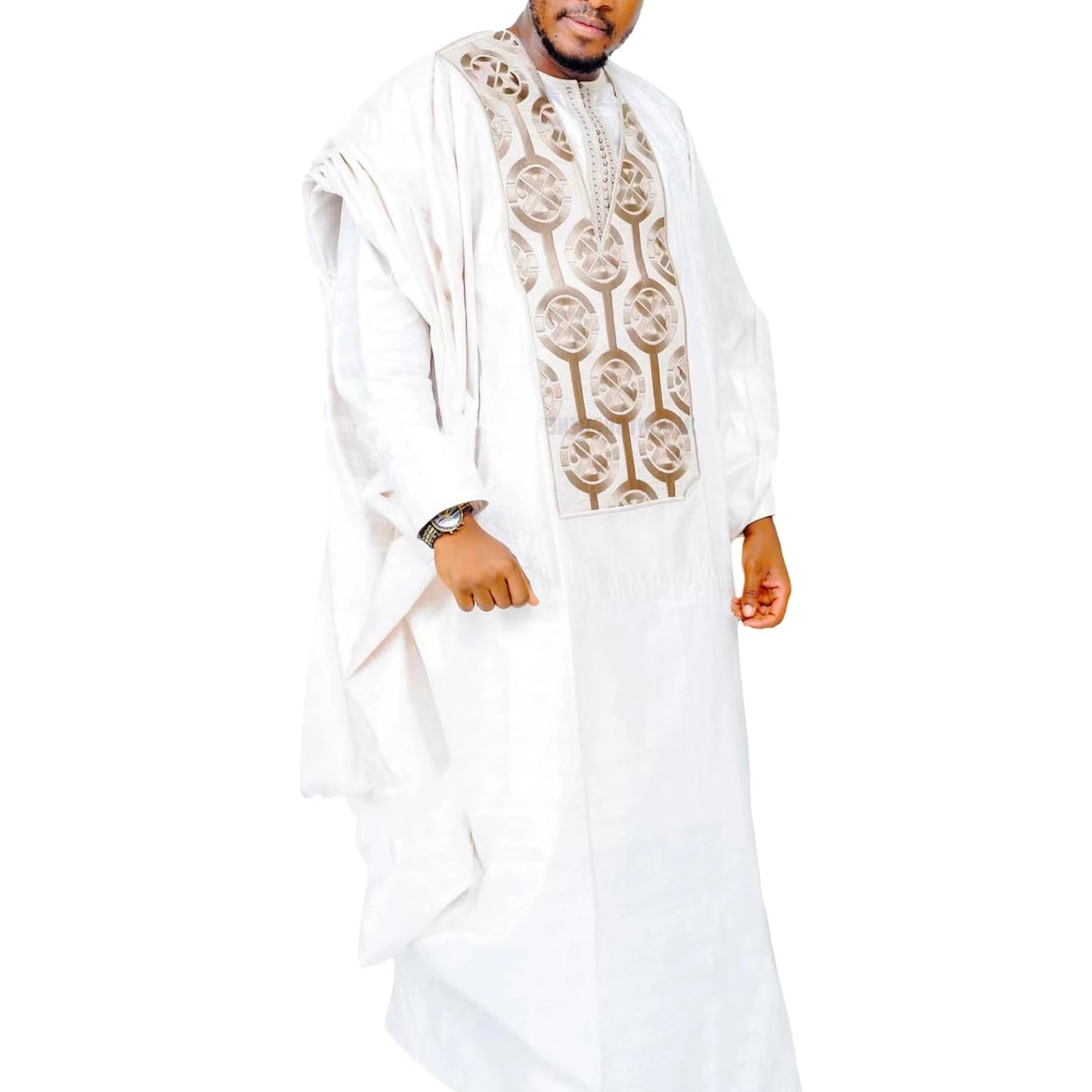 African Clothing For Men Traditional Embroidery Design Top Long Sleeve 3 Piece Set