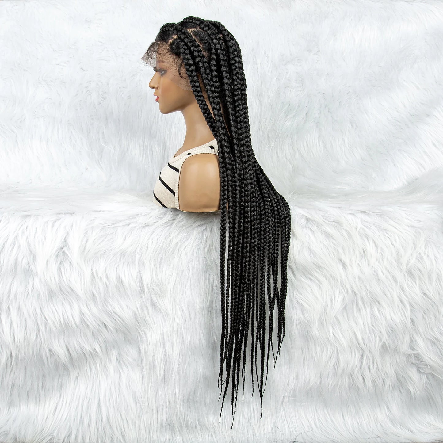 HD Full Lace Braided Wigs for Black Women Box Braids Synthetic Lace Front Wig Big Square Knotless Box Braids With Baby Hair