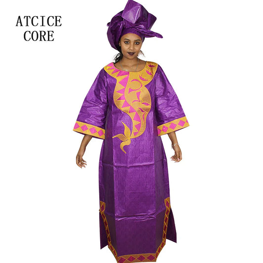 African Attire For Women Bazin Riche Embroidery Plus Size Elegant Party Church Dress