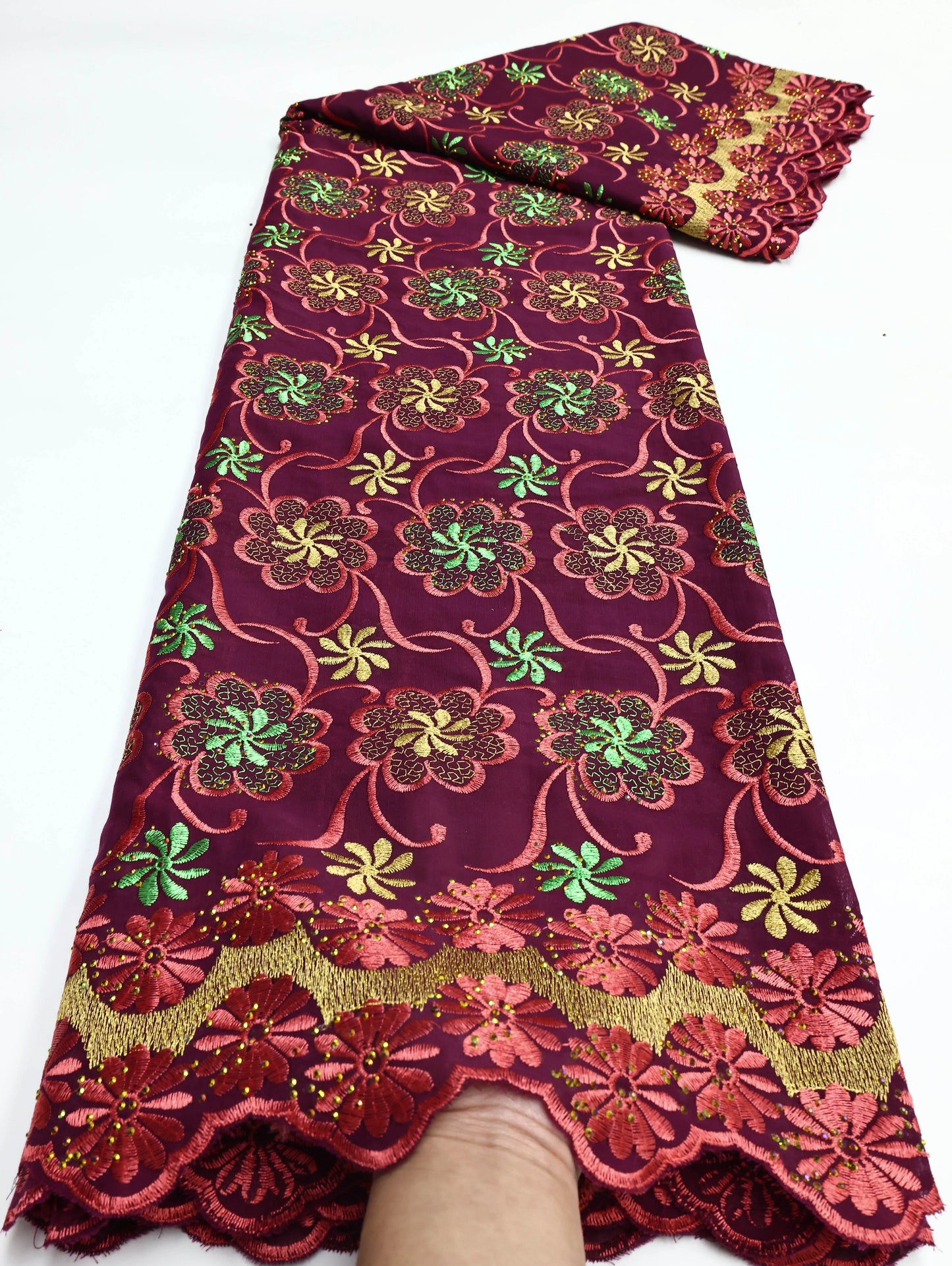 Latest 2025 High Quality African Nigerian Tulle Lace Fabric Cotton Damask Guipure Formal Prom Party Gown Dress 5Yards