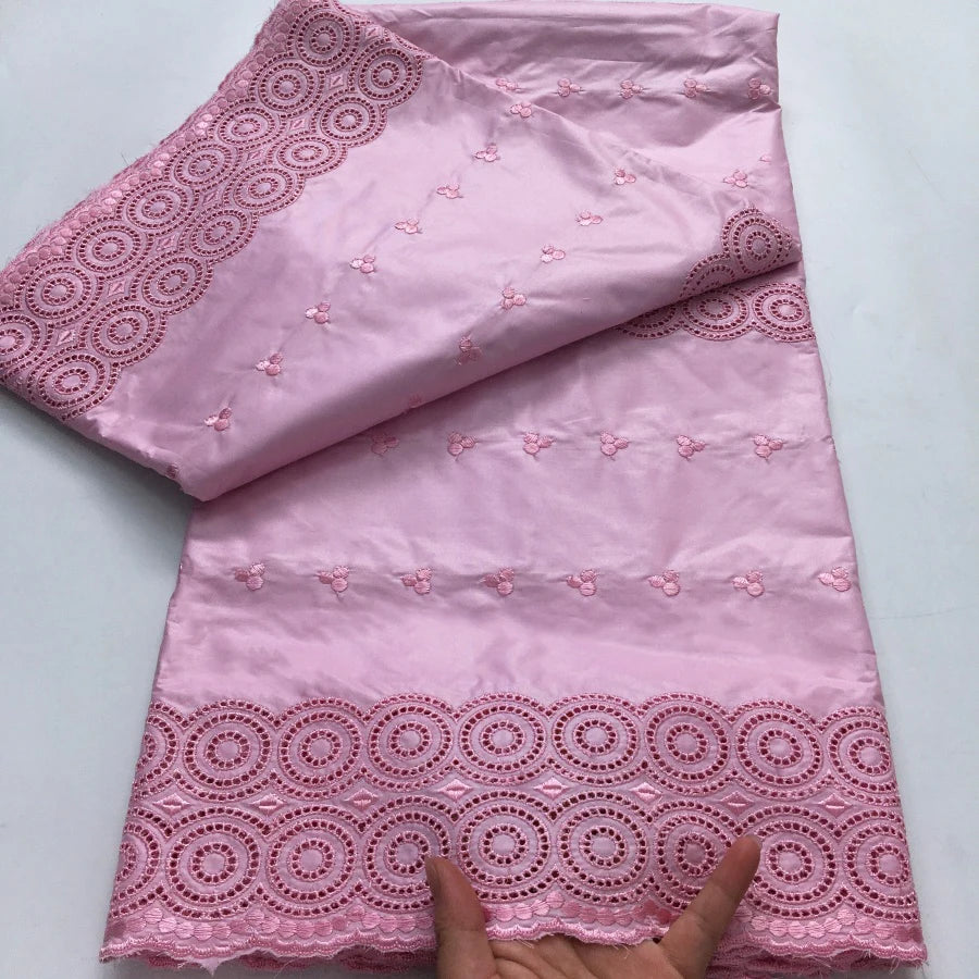 African Dry Cotton Lace Fabric 2025 High Quality 5 Yards Embroidered Men's Nigerian Lace Fabric Elegant Dress for Party A4041