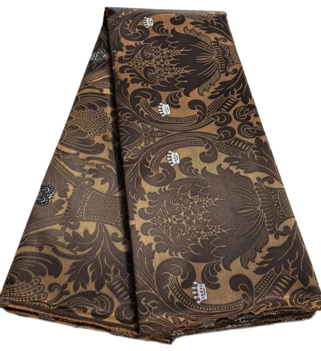 African Thick Damask Lace Fabric 2.5Yard Or 5Yards 2025 Jacquard Brocade Fabrics DIY Sew For Nigeria Women Headtie Aso obi Dress