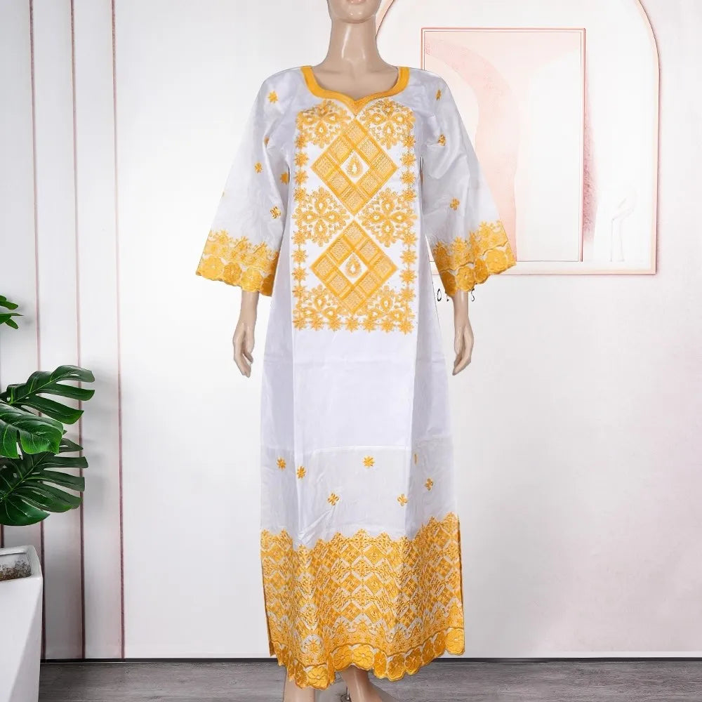 H&D Family Matching African Wedding Outfits For Husband and Wife Bazin Riche Robes Custom Couple Dashiki Set Boy Kid white Dress