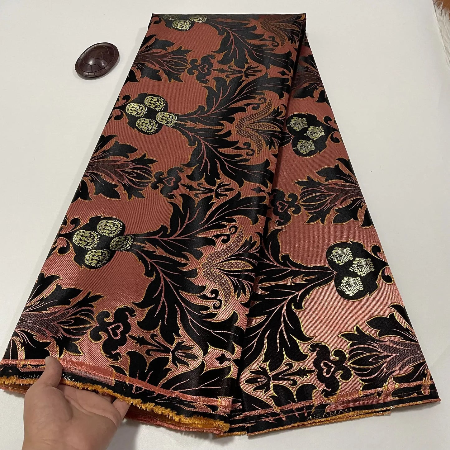 African Thick Damask Lace Fabric 2.5Yard Or 5Yards 2025 Jacquard Brocade Fabrics DIY Sew For Nigeria Women Headtie Aso obi Dress