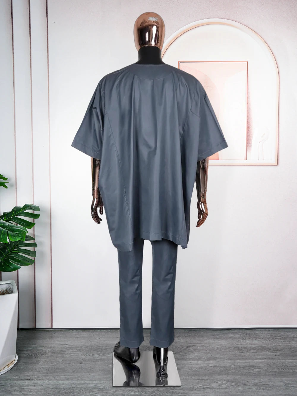 H&D African Clothes for Men 2 Pieces Set Elue Embroidered Tops and Pants Traditional Clothing Rich Bazin Original Wedding Party