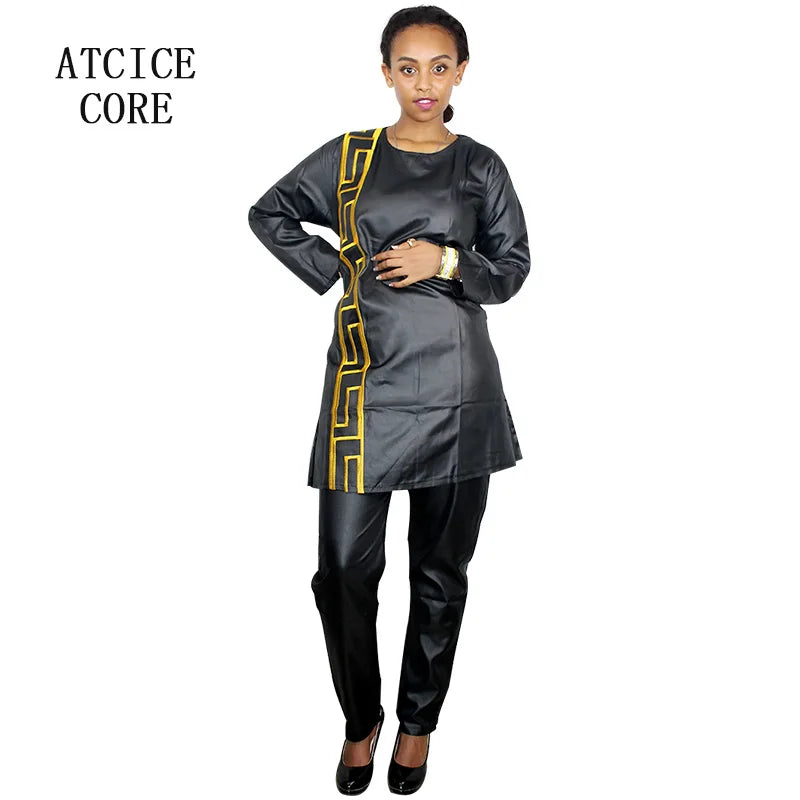 African Dress for Women Plus Size Embroidery Wedding Guest Long Maxi Dress with Pants