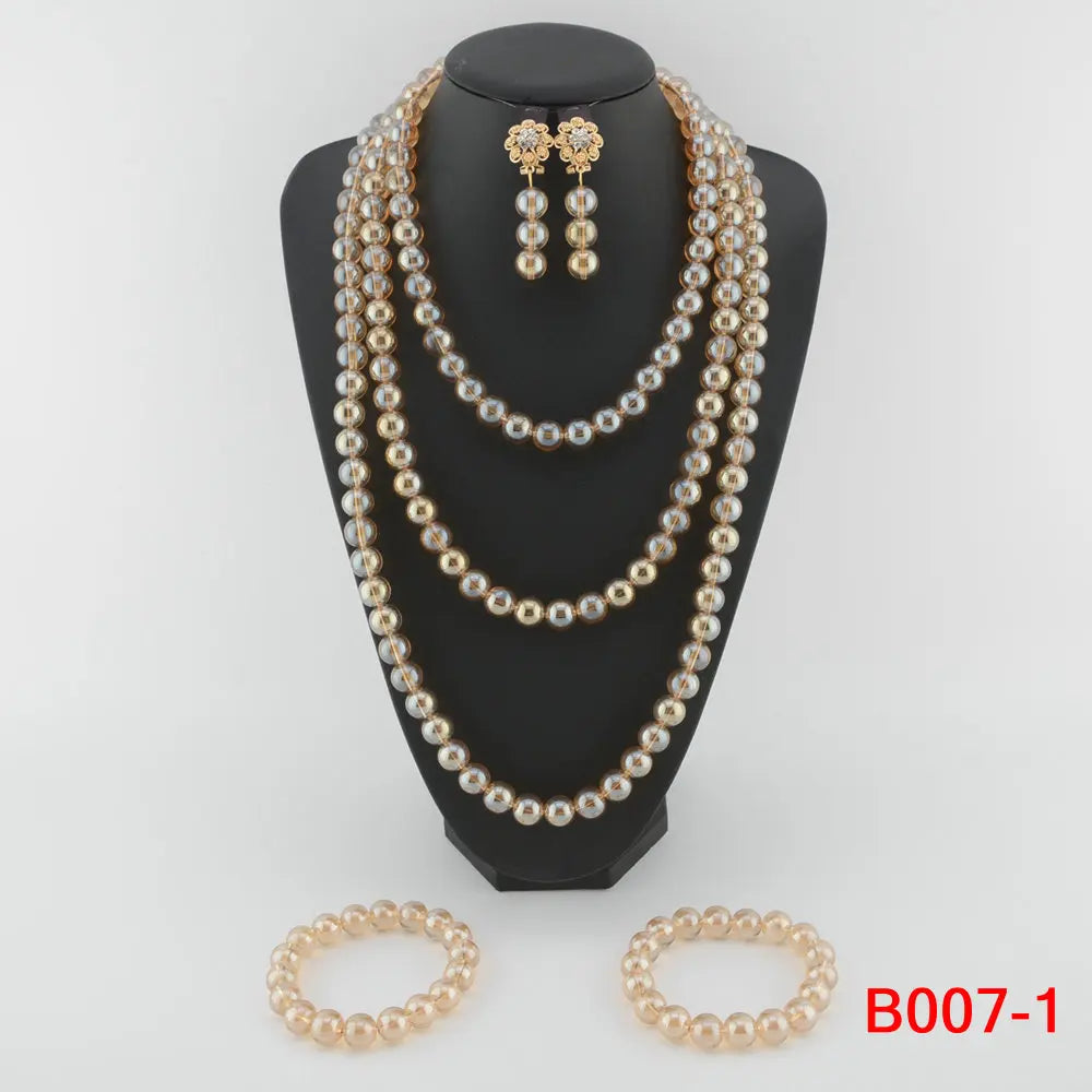 Luxury Dubai Artificial Coral Necklace Set Nigerian Wedding African Beads Jewelry Set Accessor