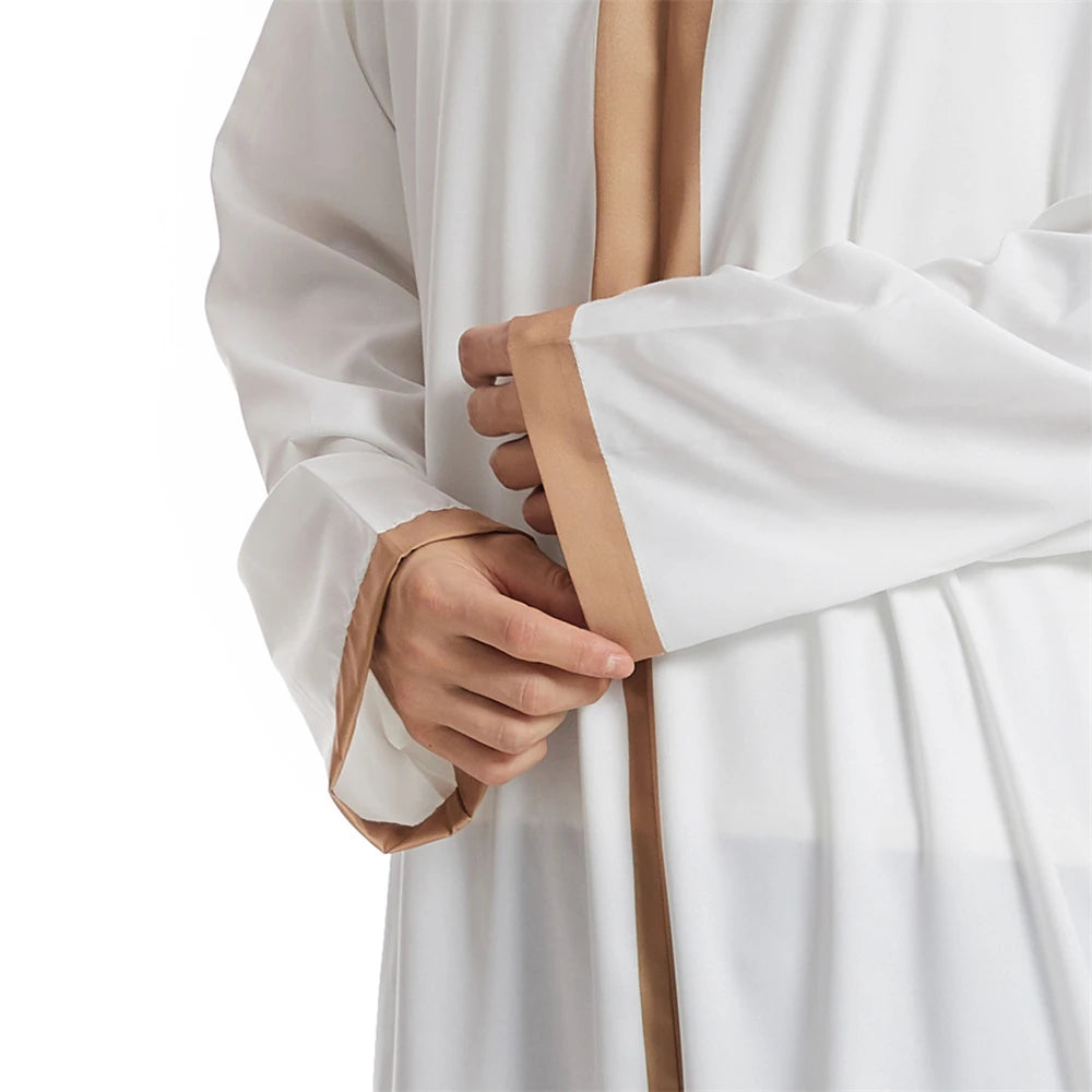 Men Abaya Muslim Dubai Saudi Long Dress Eid Hooded Jubba Thobe Islamic Clothing Moroccan Djellaba Caftan Kaftan Arabic Robe Gown