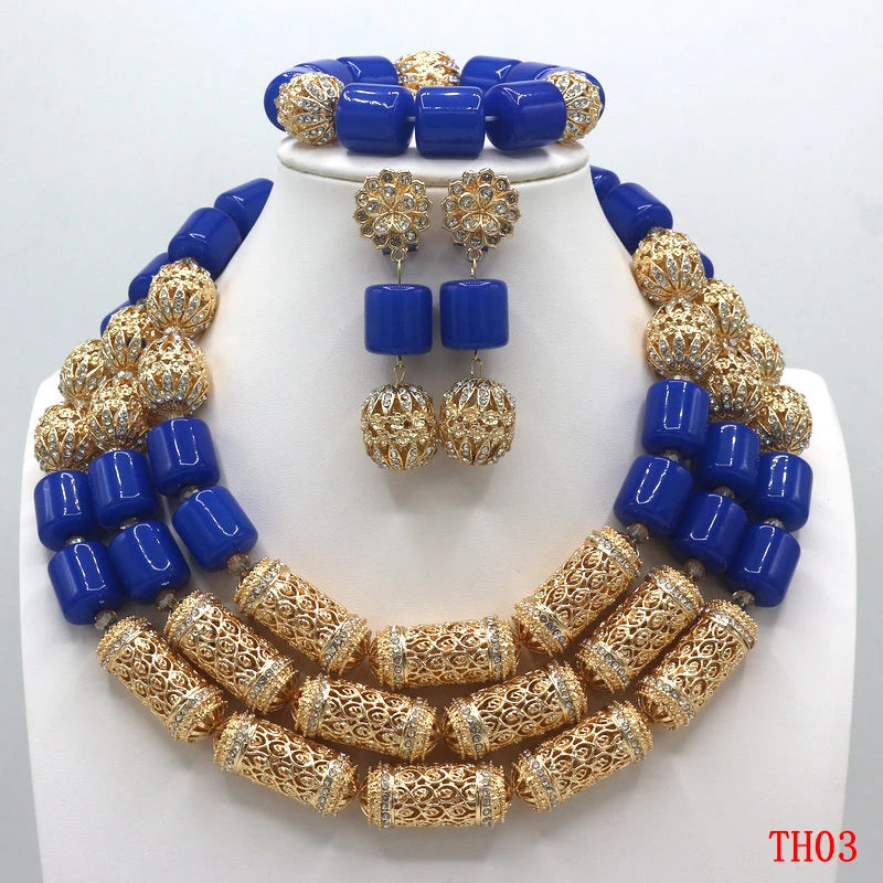 Luxury Dubai Artificial Coral Necklace Set Nigerian Wedding African Beads Jewelry Set Accessor
