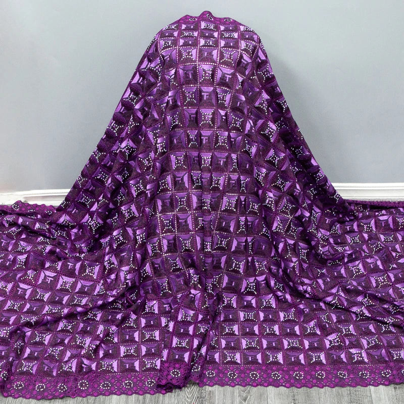 Kalume African Cotton Lace Fabric With Stones 2025 High Quality Embroidery Swiss Voile Lace In Switzerland For Dresses F4149