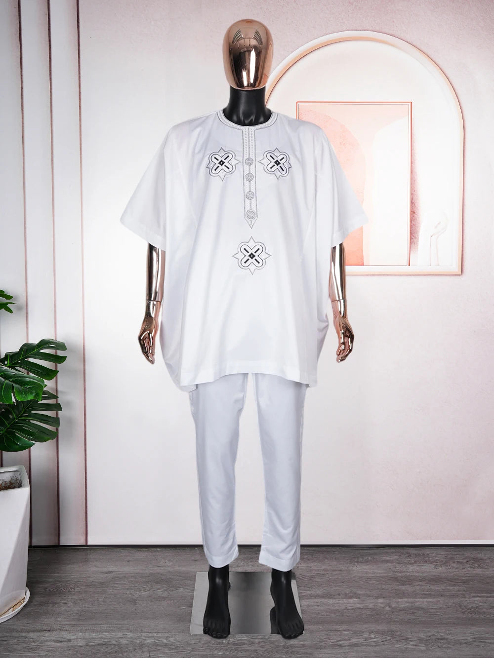 H&D Dashiki For Men Top Pant 2 Pieces Set African Clothes Riche African Clothing Muslim Ramadan Embroidery Wedding Party Thobe