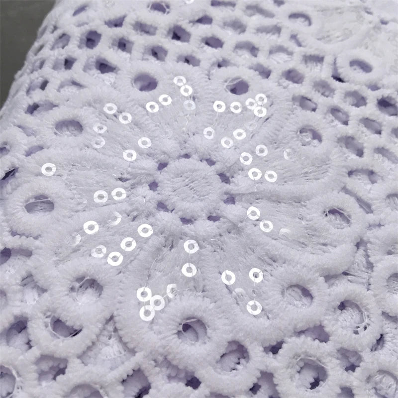 White Water Soluble Fabric Lace African Guipure Cord Lace Fabric High Quality Elegant For Women Wedding Party Dress,2.5yards4025