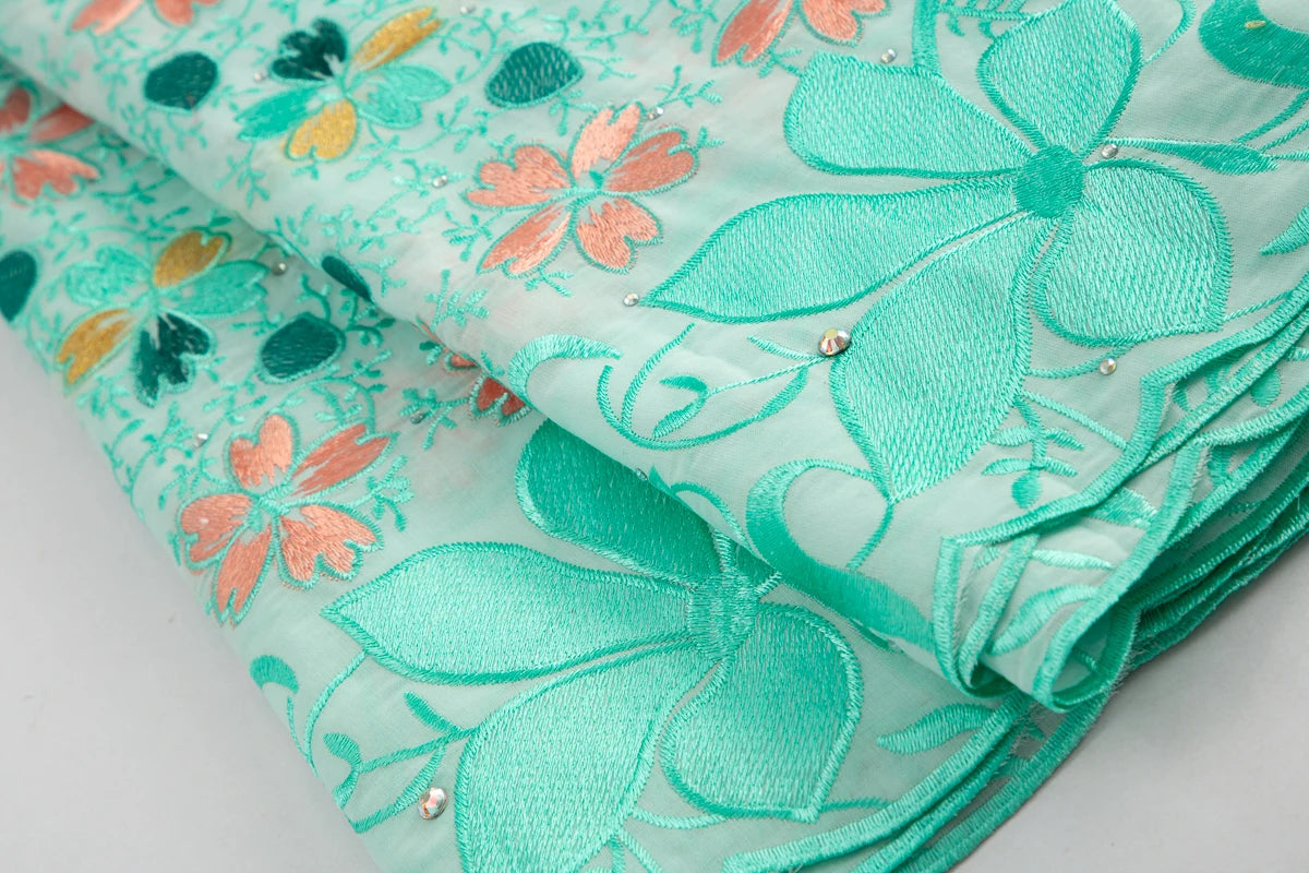 African Cotton Lace Fabric with Stones 2024 High Quality Nigerian Swiss Voile Lace for Sewing Women Evening Party Dresses TY3582