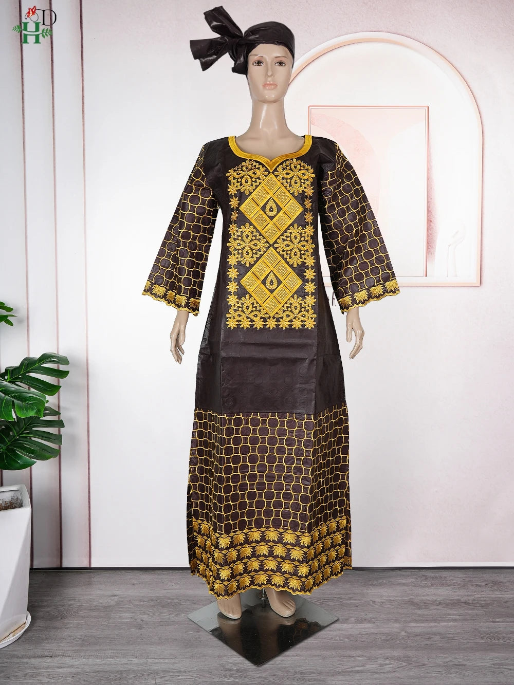 H&D African Clothing Dresses For Women 2024 Elegant Wedding Party Gown Ankara Dashiki Long Dress Roupas Bazin Riche Robes